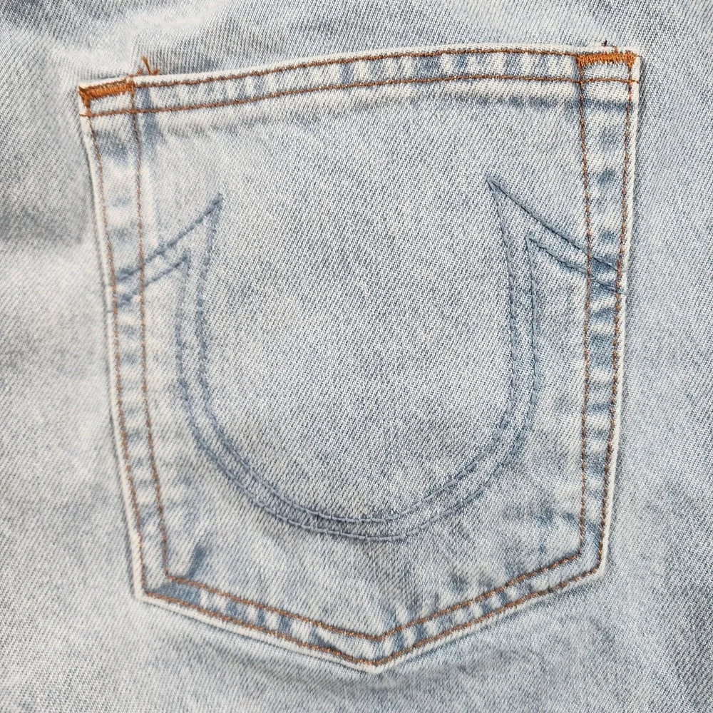 True Religion Jeans Mens 38x32 Ricky‎ Relaxed Straight Light Wash Blue Denim